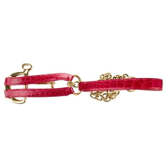 Ralph Lauren \'06 Collection Red Alligator Tri-Strap Brass Link Horse Bit Belt main image 8